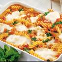 Nudelauflauf "Tomate-Mozzarella" mit Spinat