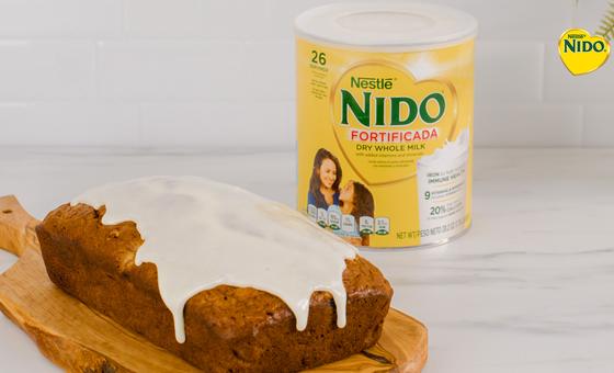 Banana Bread by Official NIDO®, featuring moist slices made with NIDO Fortificada powdered milk, eggs, and vanilla extract.