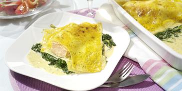 Blattspinat-Lasagne mit Lachs