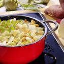 Süßkartoffel-Kohlrabi-Ragout mit Hähnchenbrust