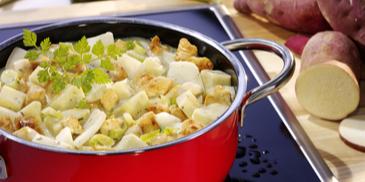 Süßkartoffel-Kohlrabi-Ragout mit Hähnchenbrust