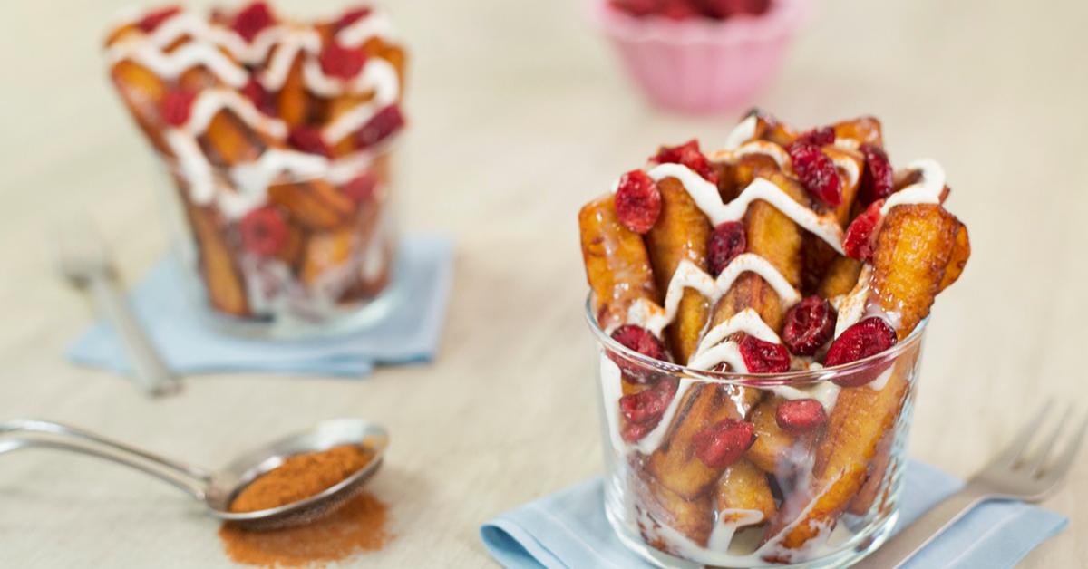 Plátanos fritos con crema