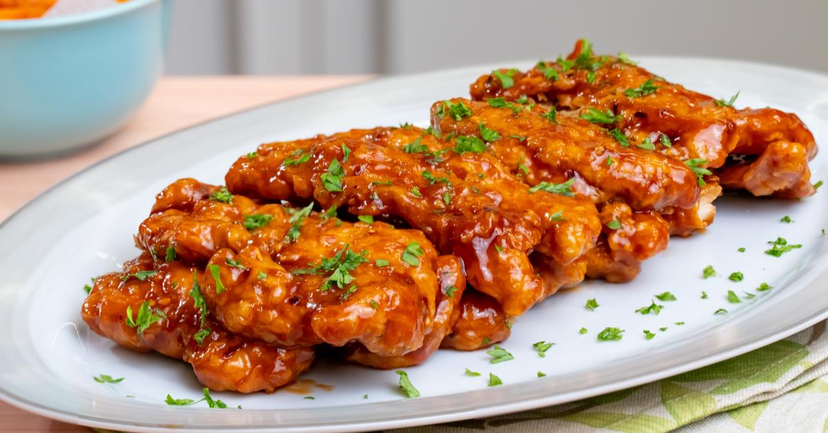 deditos de pollo glaseados