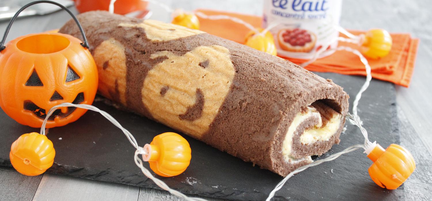 Gateau D Halloween Roule Au Chocolat Et A L Orange