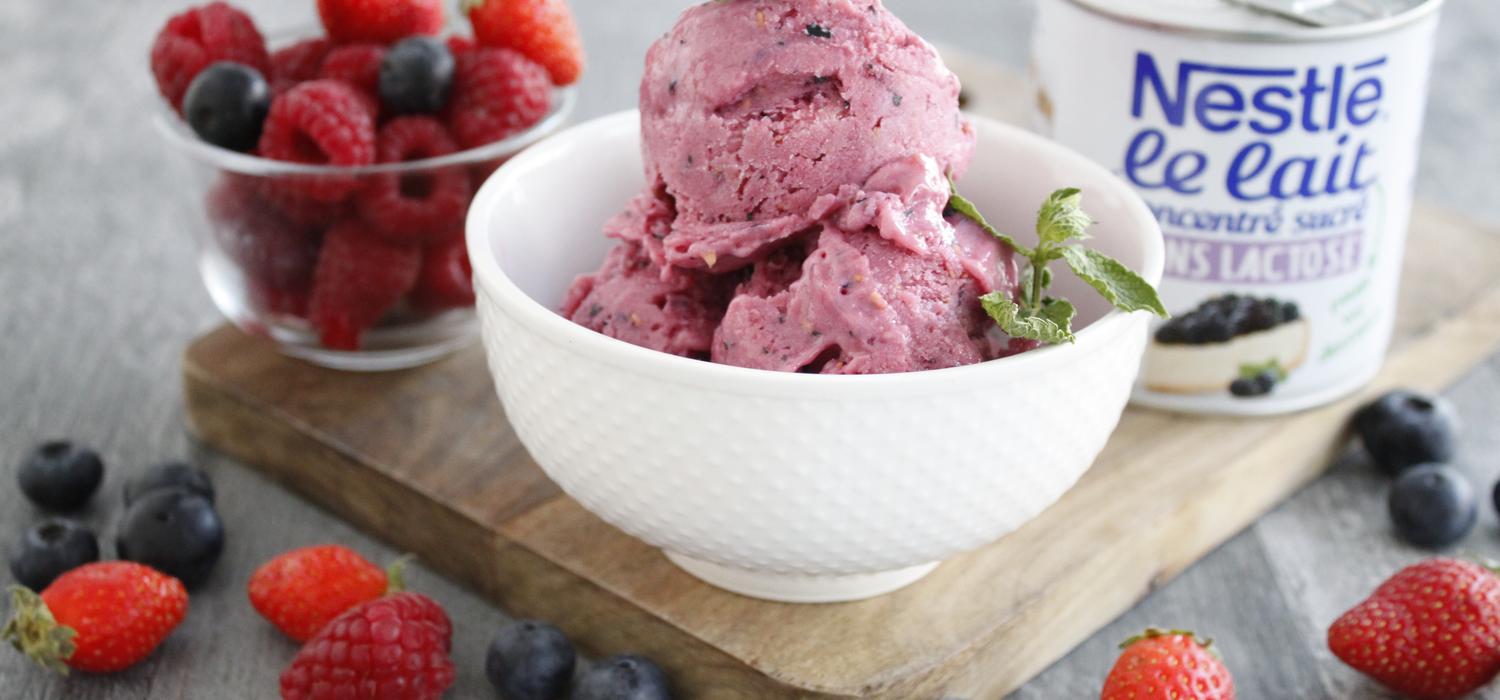 Glace aux fruits rouges sans lactose Thermomix LAIT CONCENTRE SUCRE