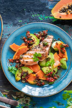 Avocado-Papaya-Salat mit Honig-Dressing