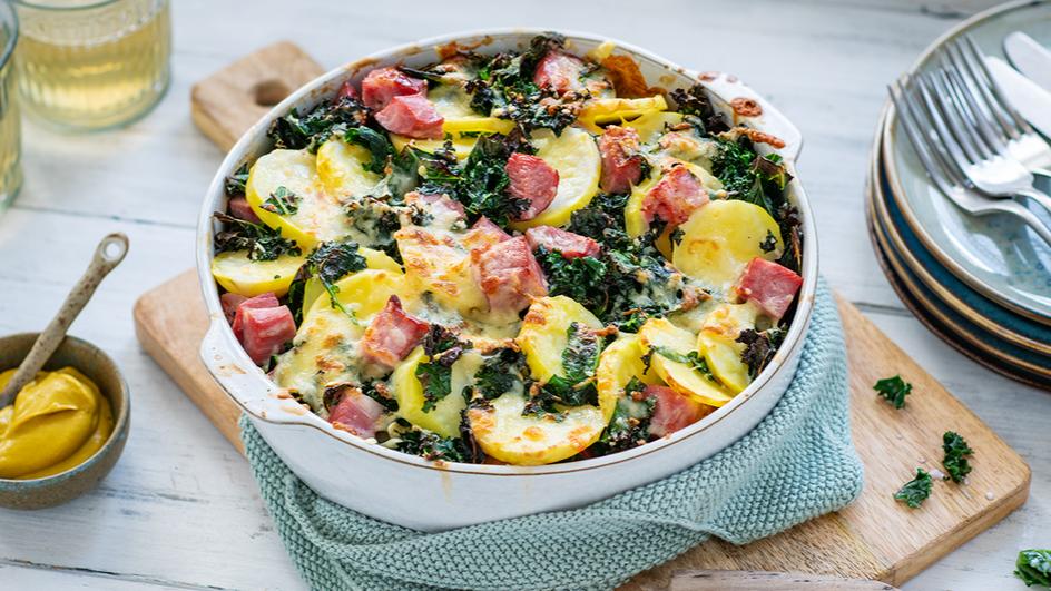 Kartoffel-Grünkohl-Gratin