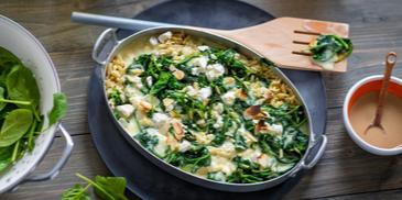 Kritharaki mit Spinat und Feta