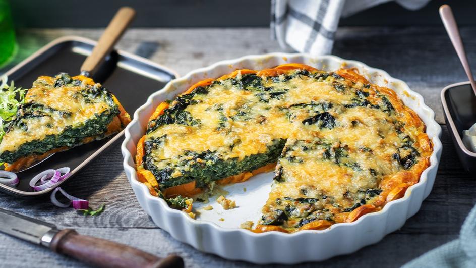Süßkartoffel-Spinat Quiche