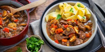 Rindersaftgulasch mit Pilzen
