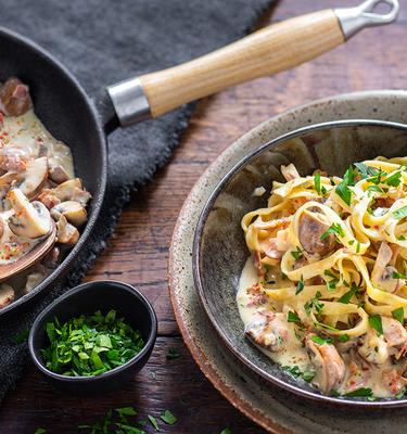 Tagliatelle mit sahniger Pilz-Sauce
