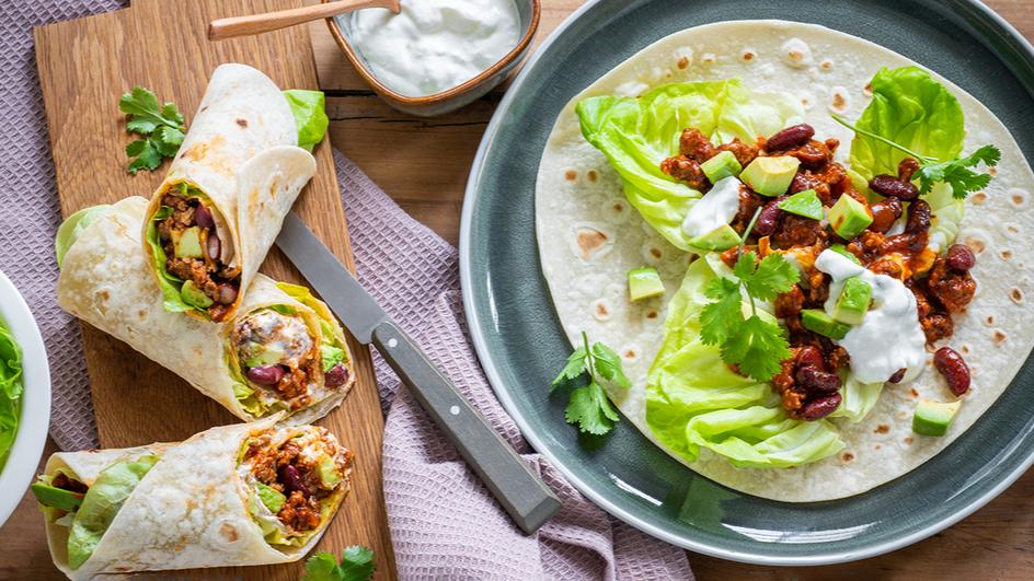 Chili-Wraps mit Avocado