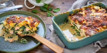 Lachs-Lasagne mit Spinat