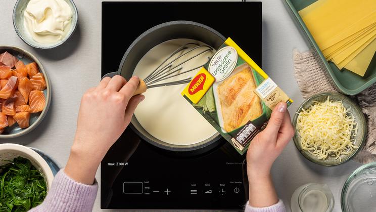 Lachs-Lasagne mit Spinat