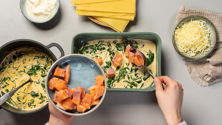 Lachs-Lasagne mit Spinat