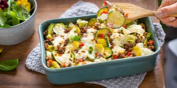 Zucchini-Hackfleisch Gratin mit Fetakäse