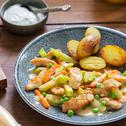 Geschnetzeltes mit Erbsen und Kohlrabi