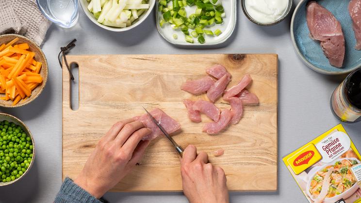 Geschnetzeltes mit Erbsen und Kohlrabi