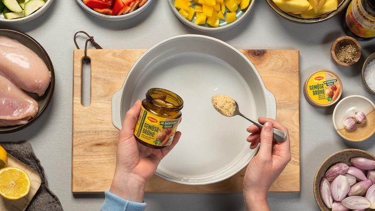 Hähnchenbrust mit Sommergemüse vom Blech