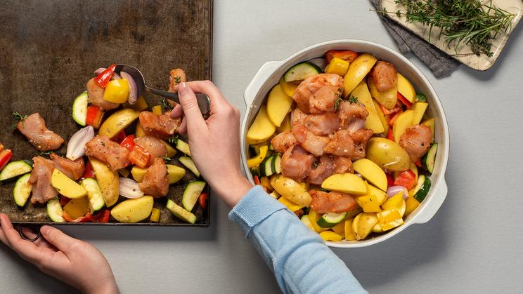 Hähnchenbrust mit Sommergemüse vom Blech