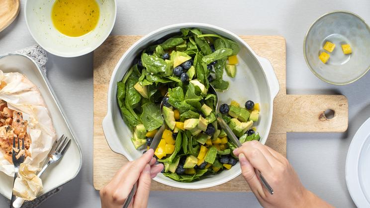 Sommersalat mit gezupftem Lachs