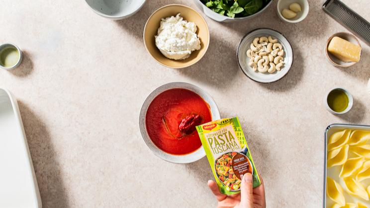 Muschelnudeln mit Ricotta-Spinat-Füllung