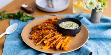 Butternut Pommes mit Basilikum Aioli