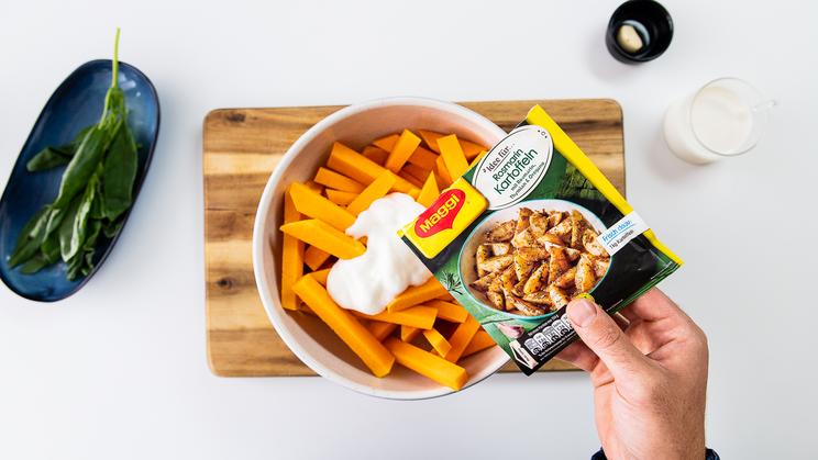 Butternut Pommes mit Basilikum Aioli