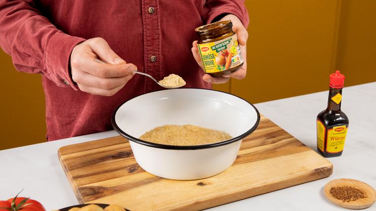 Spinat-Tabouleh mit Falafel