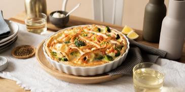 Broccoli-Blumenkohl-Tarte mit Räucherlachs