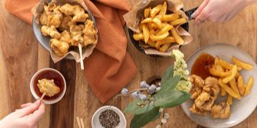 Fish und Chips mit Dip