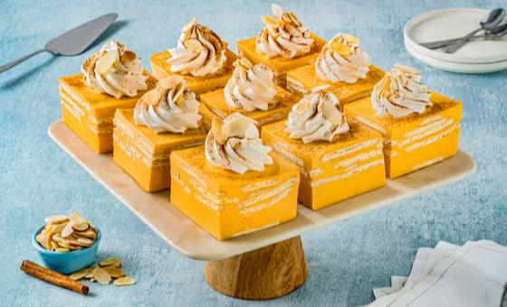 Pumpkin Spice Charlotte by LA LECHERA®, made with CARNATION® Evaporated Milk, LIBBY'S® Pumpkin, and Maria cookies.