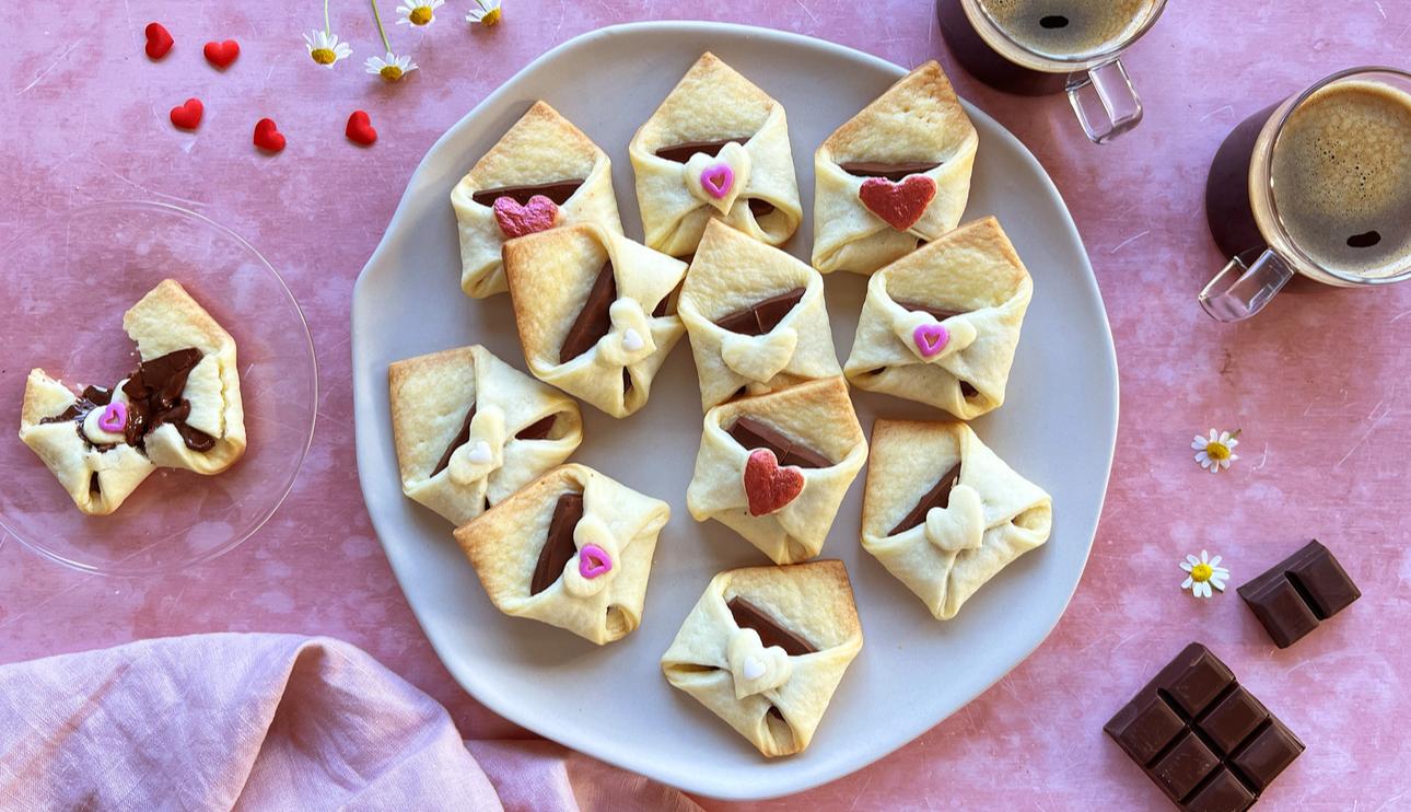 Galletas sobre para San Valentín