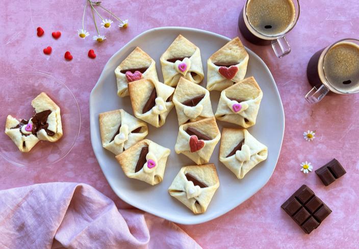 Galletas sobre para San Valentín