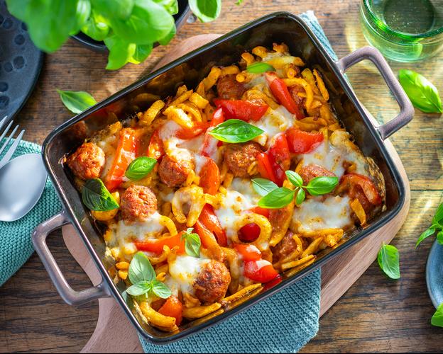 Spätzle al forno mit Salsiccia