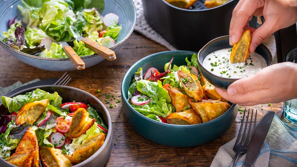 Salat mit Maultaschen im Airfryer
