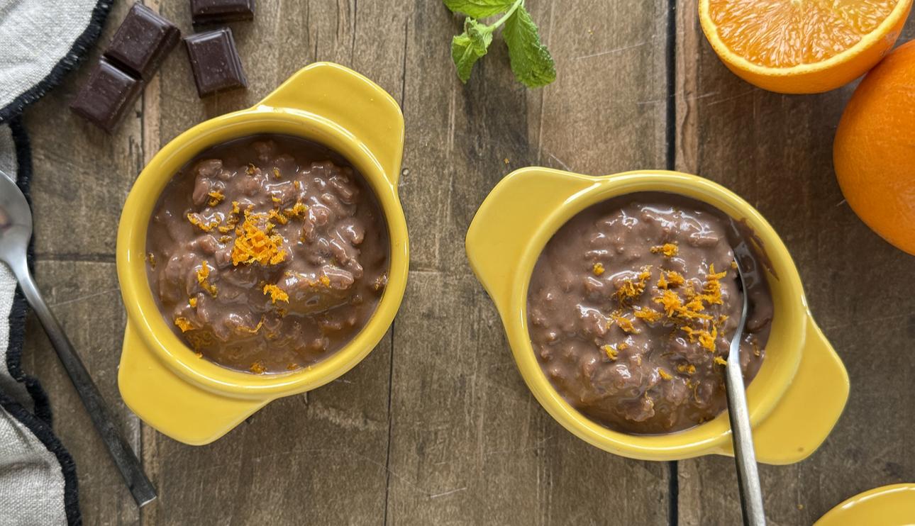 Arroz con Leche de Chocolate y Naranja en Freidora de Aire