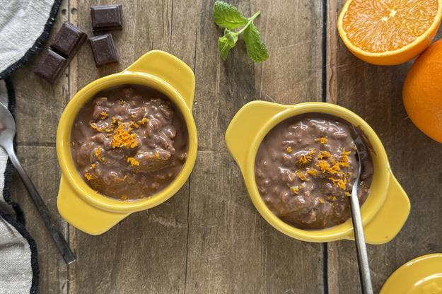 Arroz con Leche de Chocolate y Naranja en Freidora de Aire