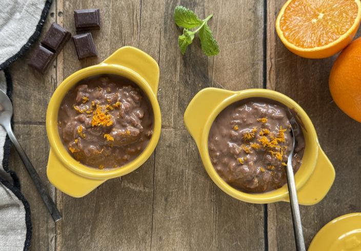 Arroz con Leche de Chocolate y Naranja en Freidora de Aire