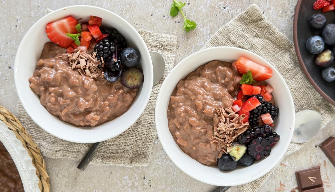 Arroz con leche y chocolate con leche