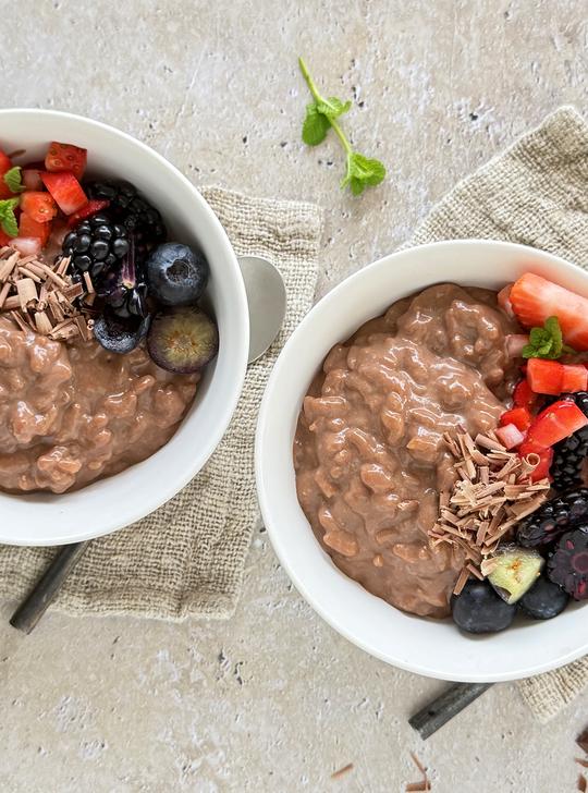 Arroz con leche y chocolate con leche