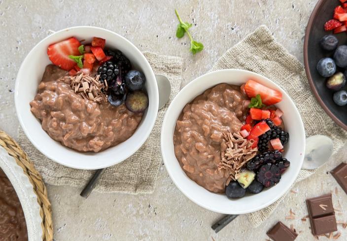 Arroz con leche y chocolate con leche