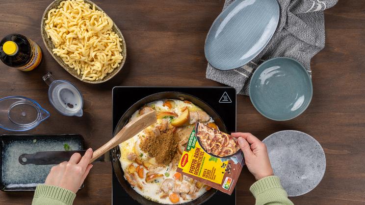 Pfeffer-Rahm-Geschnetzeltes mit Spätzle