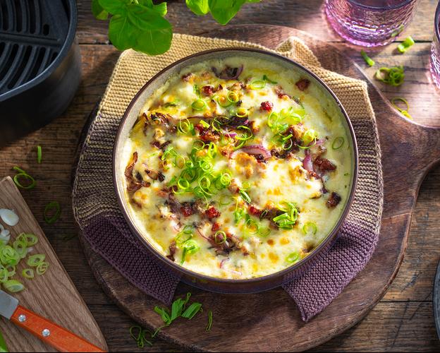 Schupfnudeln Flammkuchen-Style im Airfryer