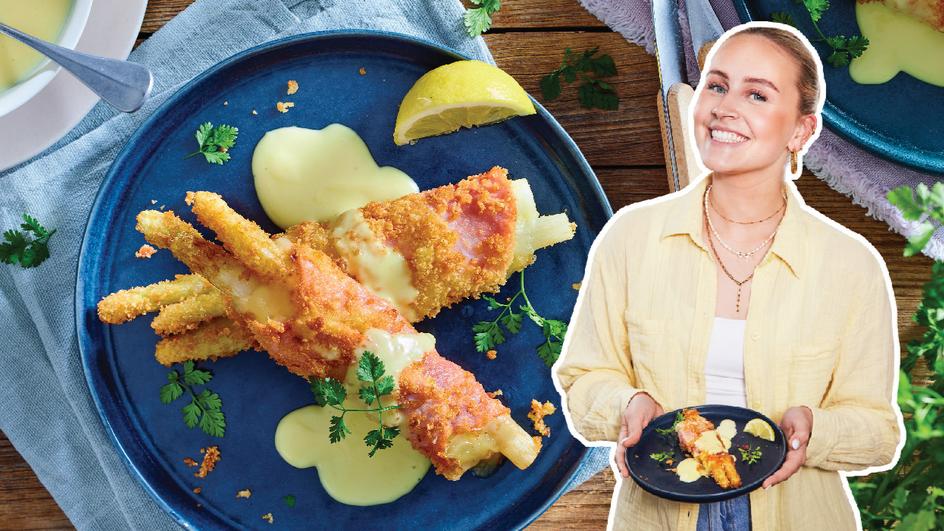 Panierter Spargel mit Sauce Hollandaise