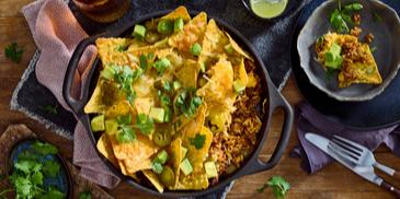 Überbackene Nacho-Hack-Pfanne