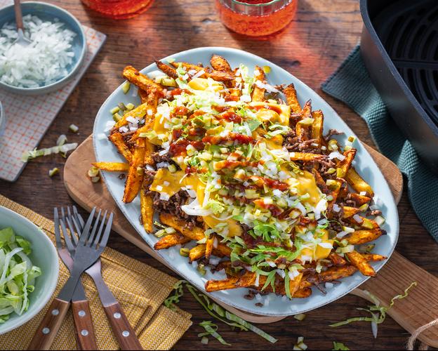 Cheeseburger Loaded Fries im Airfryer