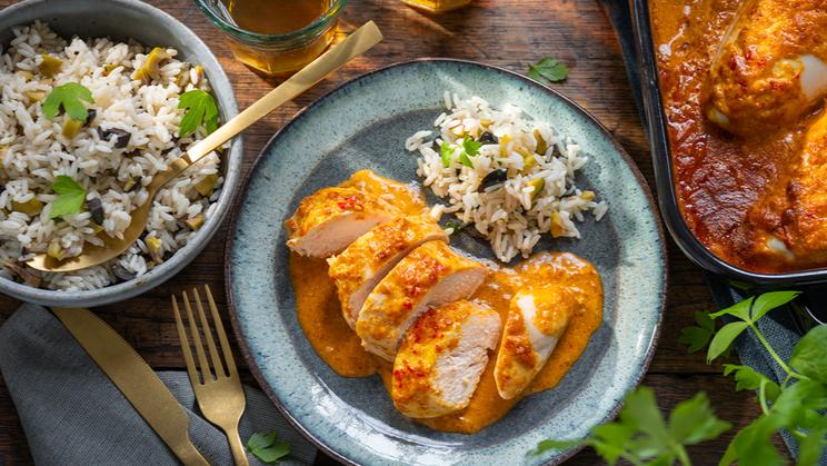 Paprika-Sahne-Hähnchen aus dem Ofen