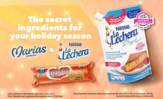 Strawberry Charlotte by LA LECHERA®, made with condensed milk, Marias Gamesa® Cookies, topped with strawberries.