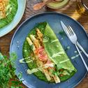 Crunchy Spargel mit Kräuterpfannkuchen